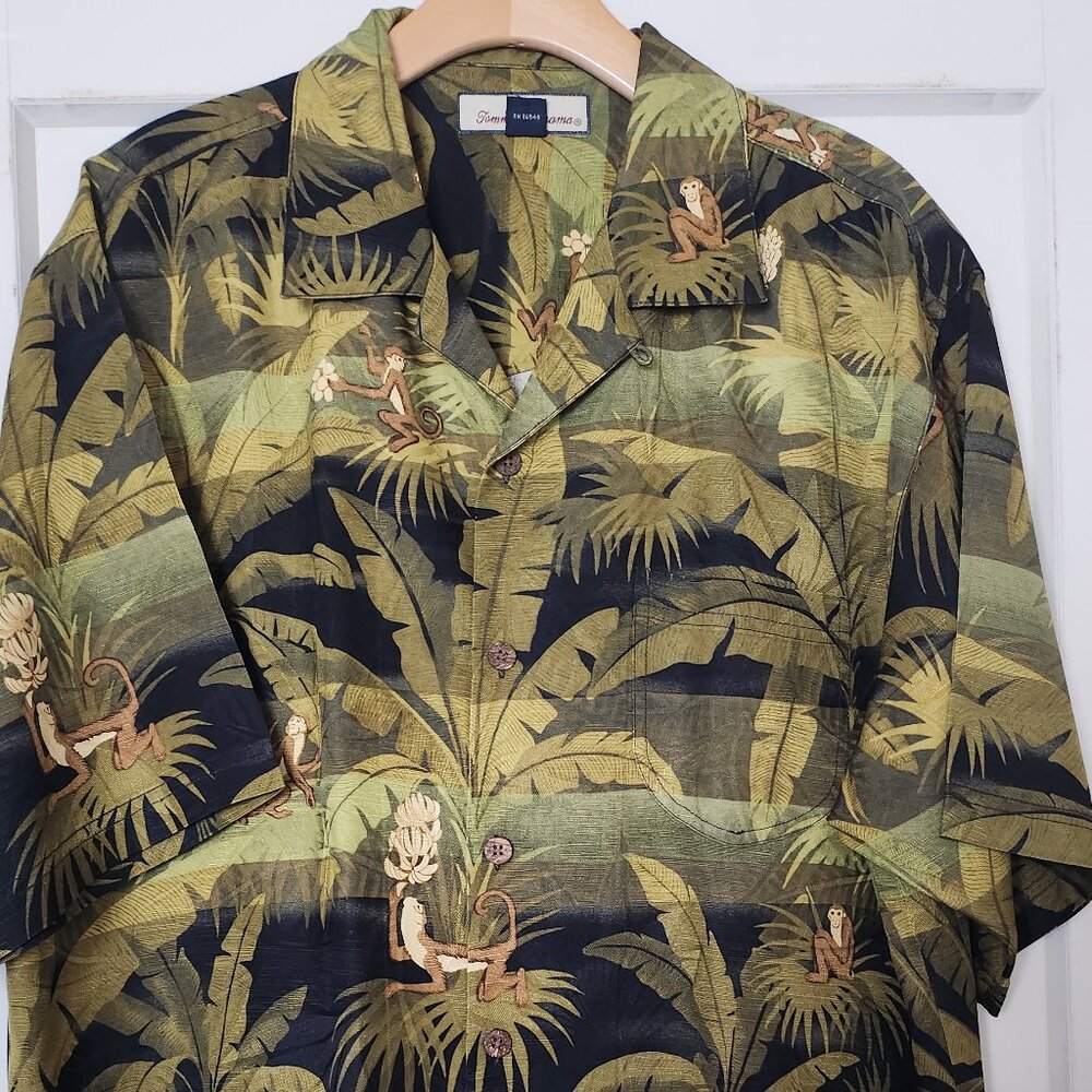 Tommy Bahama Men's 100% Silk Tropical Monkey Button Down Shirt Size M